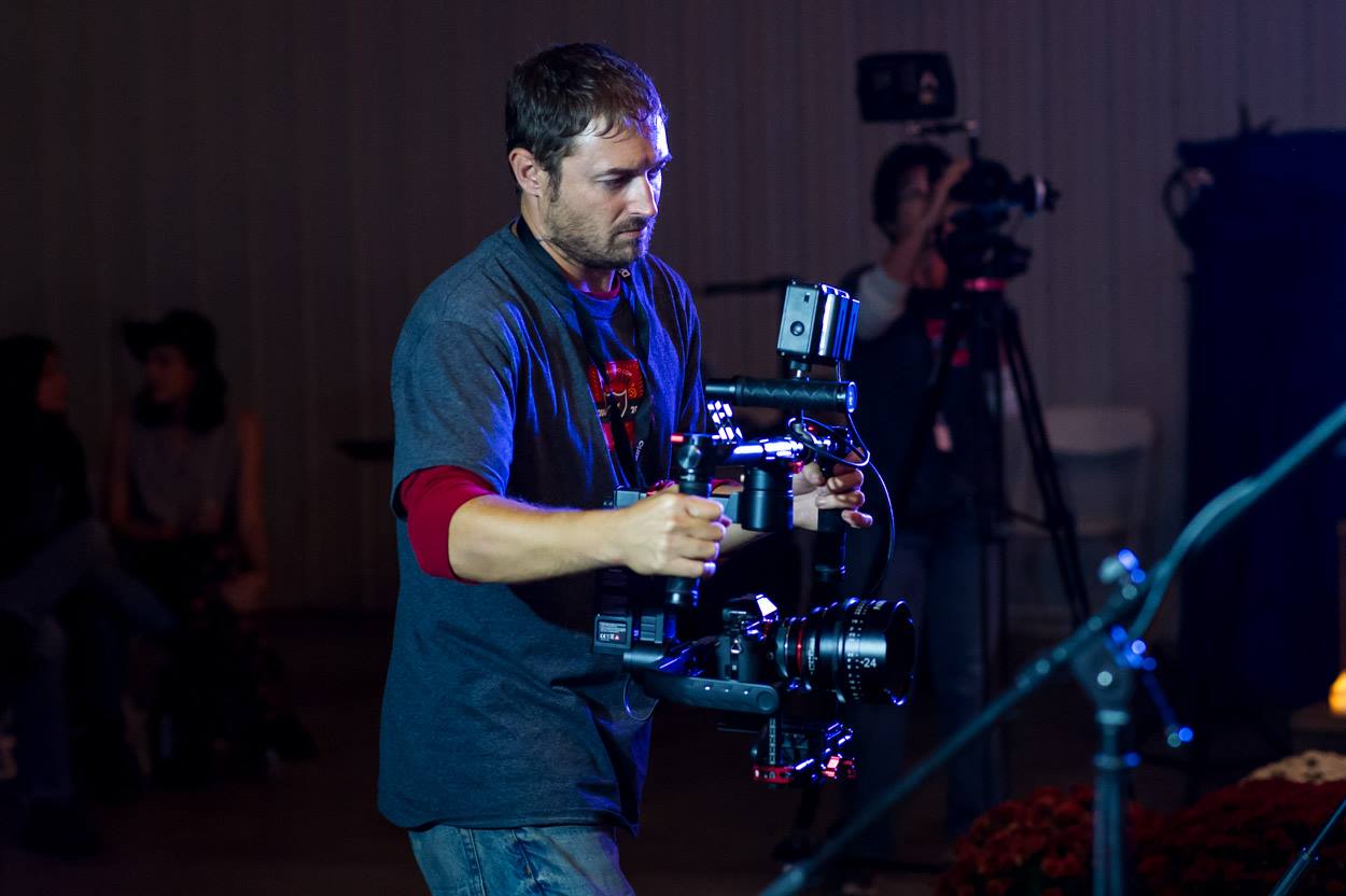 Jesse Lapp filming with cinema camera